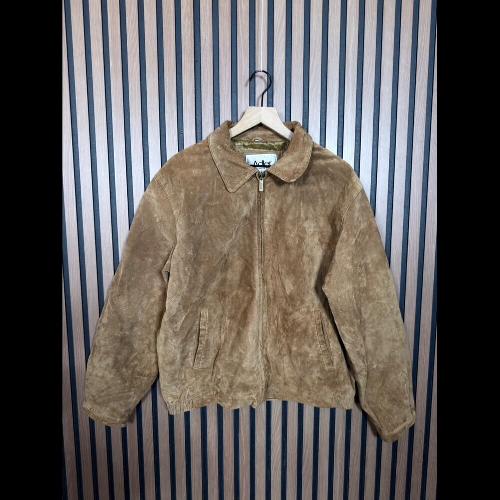 Adler Suede Jacket Large Women Brown Genuine Leather Zip Up Authentic Collection